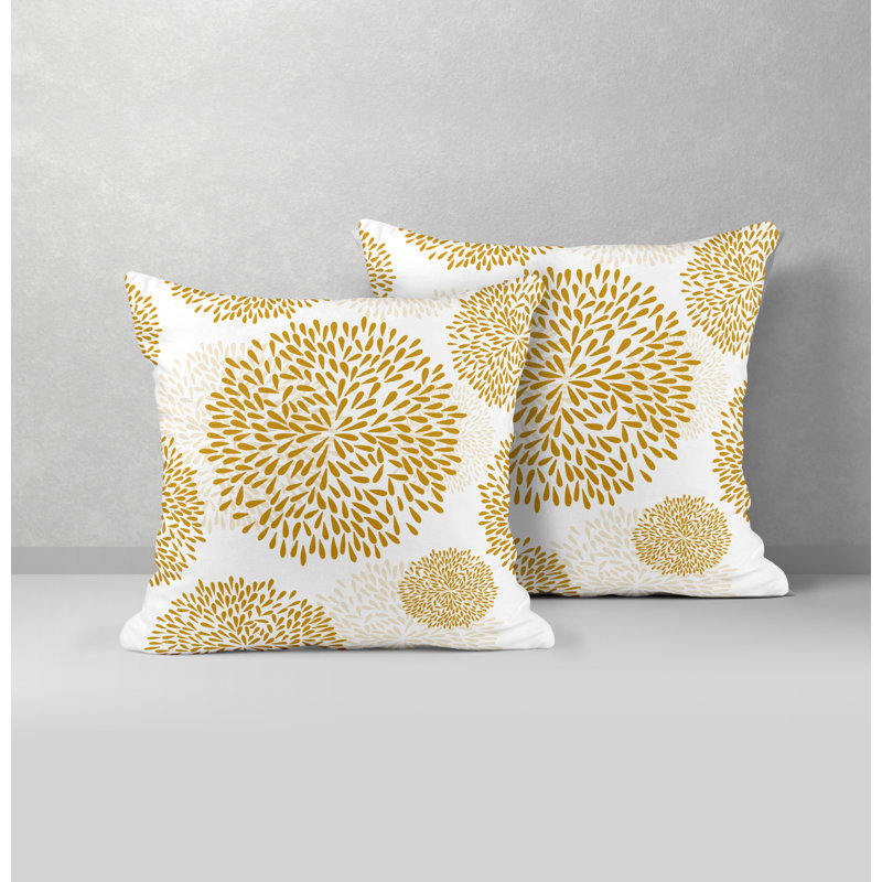 Floral Outdoor Reversible Throw Pillow, 17W" x 17H", Yellow