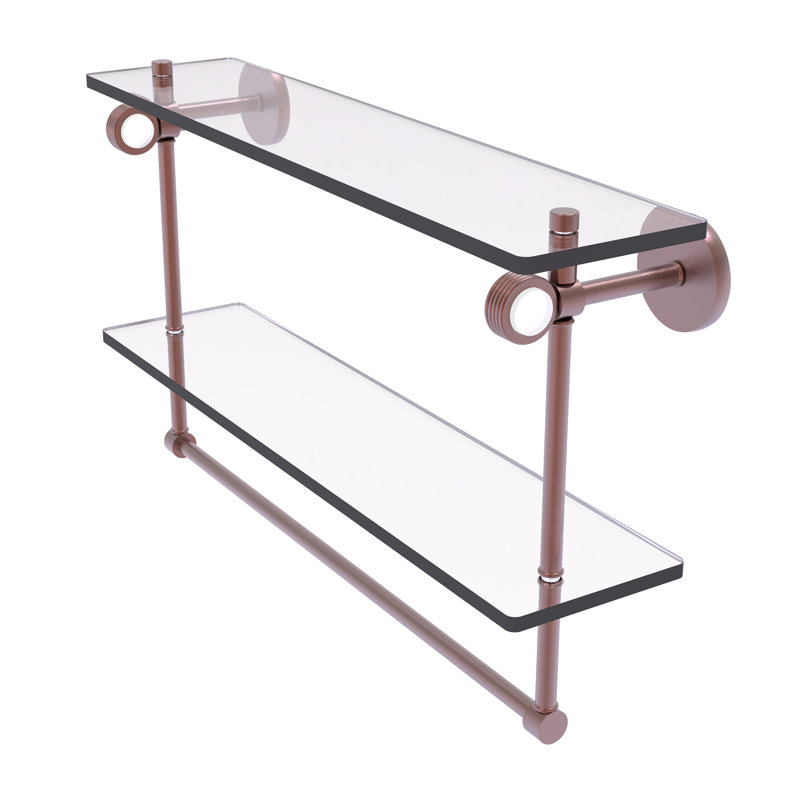 Tablette murale double verre Margolis, H 12,8 po x l 22 po x p 5,6 po, Cuivre antique