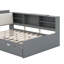 Lit plateforme double avec lit gigogne, tablettes et tête de lit-869368592