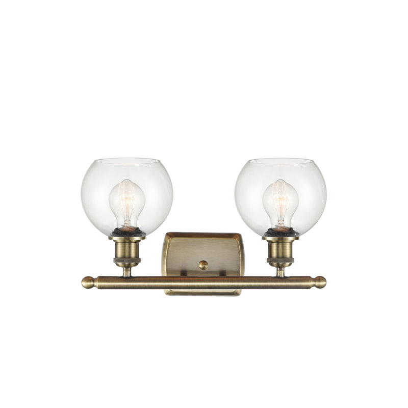 Éclairage pour meuble-lavabo en laiton antique à 2 lumières Almatine, Laiton antique, Incandescente, Transparent