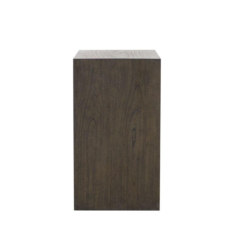 Alma 1 - Drawer Solid Wood Nightstand in Dark Brown/Brass/Black