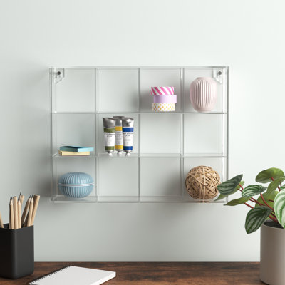 Calianna Acrylic 12 Compartments Shelf with 3" H Mini Cube