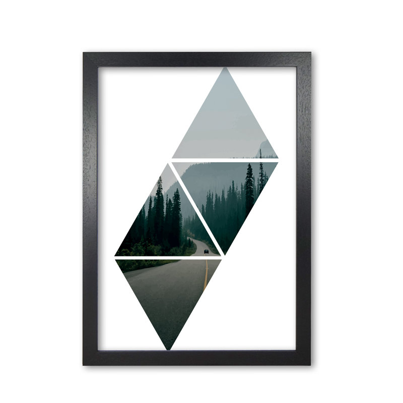 Abstract Triangles And Forest - Print, Black Grain Frame, 85 cm H x 60 cm W x 5 cm D