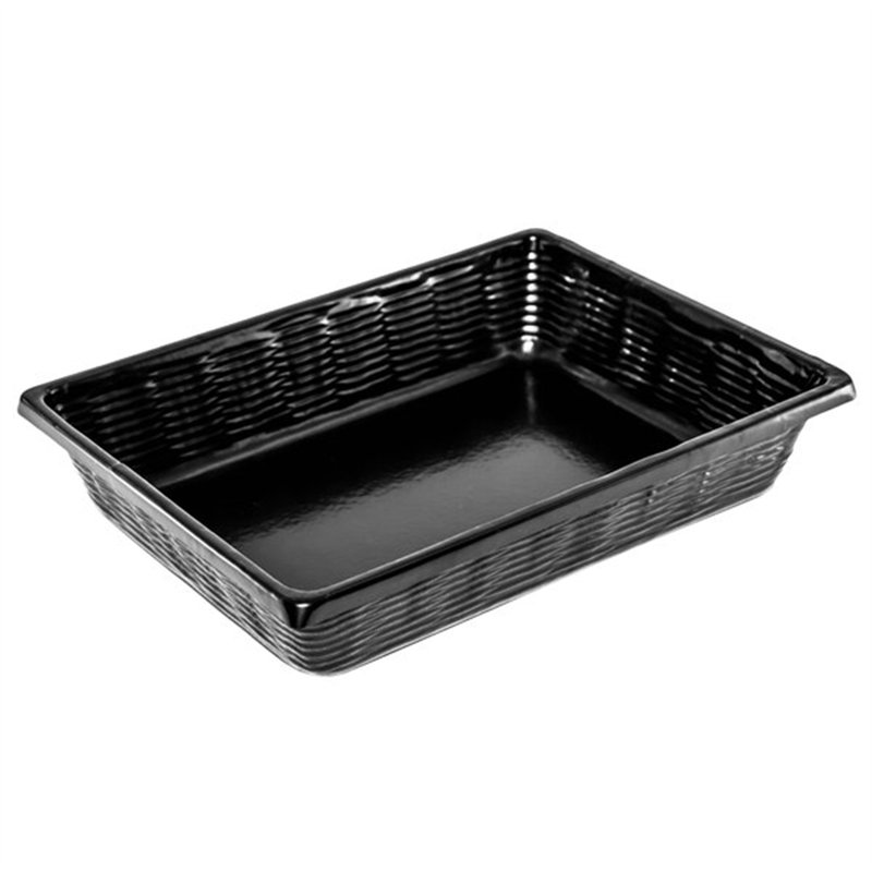 Subrata Marco Company Black Wicker-Look Plastic Basket Without Holes - 16" x 12" x 2" WS-568EZ12162BW