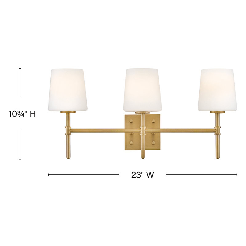 Saunders 3 - Light Bath Sconce, Lacquered Brass