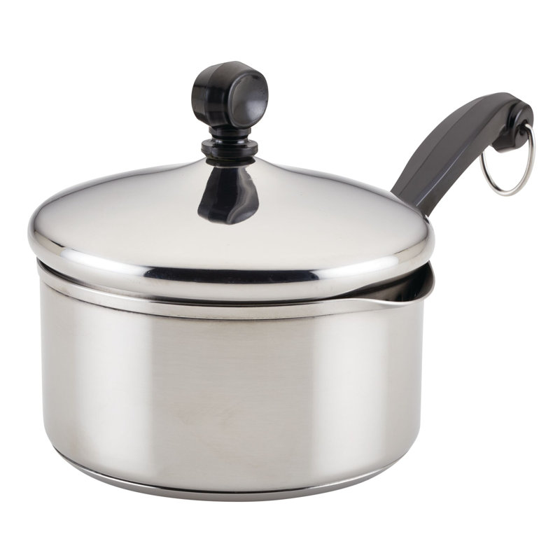 Farberware Classic Stainless Steel Straining Saucepan with Lid, 1-Quart, 1-qt.