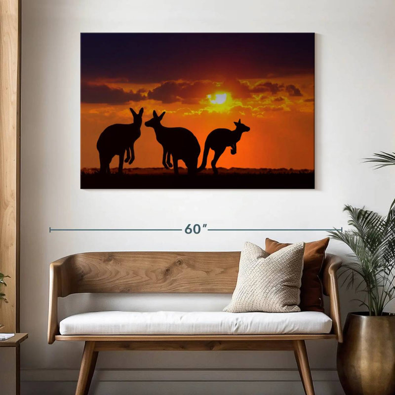 Safari Kangaroos At Sunset, 32" H x 48" W