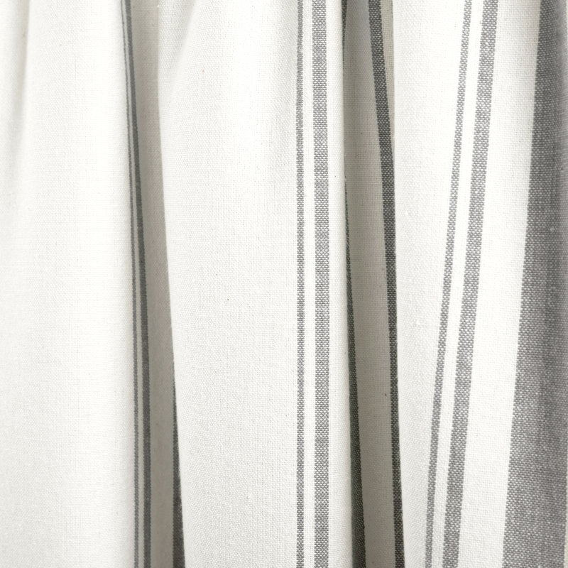 Farmhouse Stripe Striped Ruffled 52'' W Window Valance, Gray/White