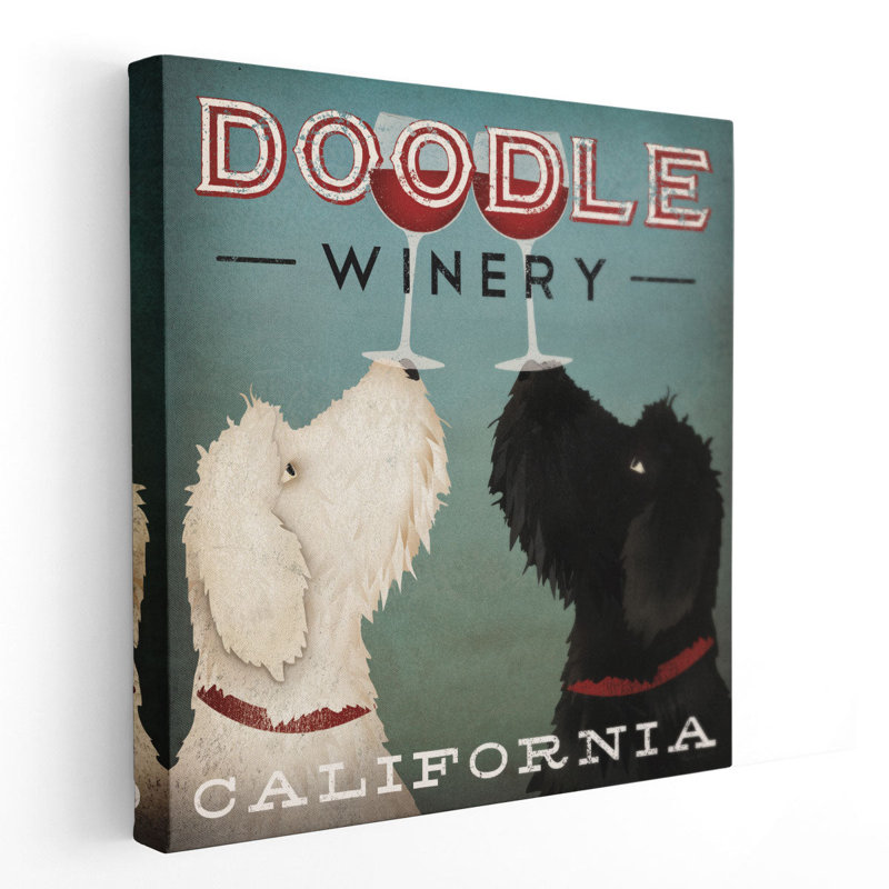 Doodle Wine - Canvas Print Wall Art, 40" H x 40" W