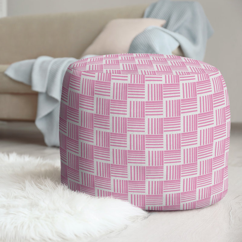 repose-pieds à rayures classic basketweave, Rose / gris