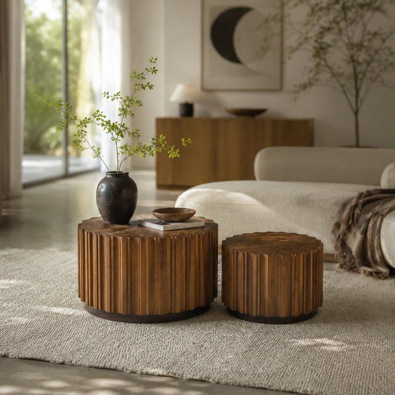 Ensemble de tables basses gigognes Rona, Walnut Brown