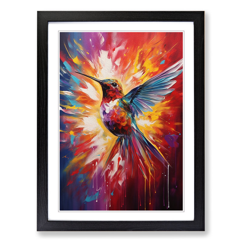 Hummingbird Abstract No.3 - Framed Print, Black Framed, 34cm H x 25cm W x 2cm D