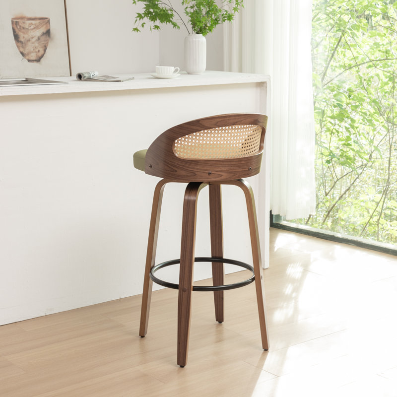 Swivel Upholstered Counter Stool, Green, 76.2cm