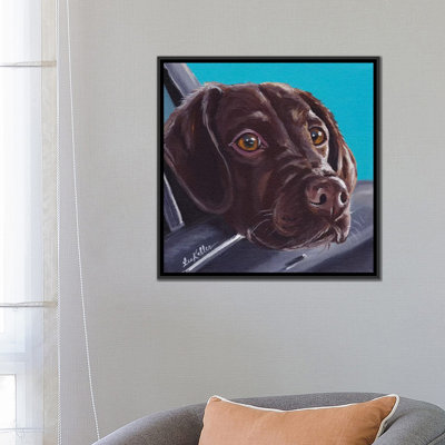 «Chocolate Lab in Car», impression sur toile