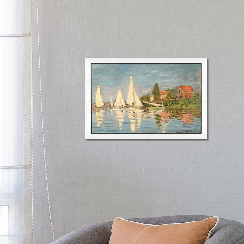 Claude Monet - Print on Canvas, 66.04 cm H x 45.72 cm W x 3.175 cm D, White Framed
