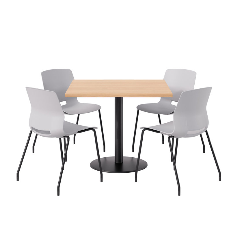 4 - Person Bar Height Dining Set, Maple, Gray/Black, 29" H x 36" L x 36" W