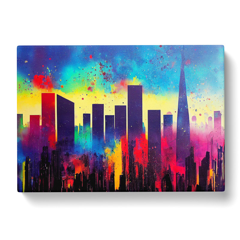 Vibrant London Skyline Vol.1 Abstract - Wrapped Canvas Painting, 35cm H x 50cm W x 3cm D