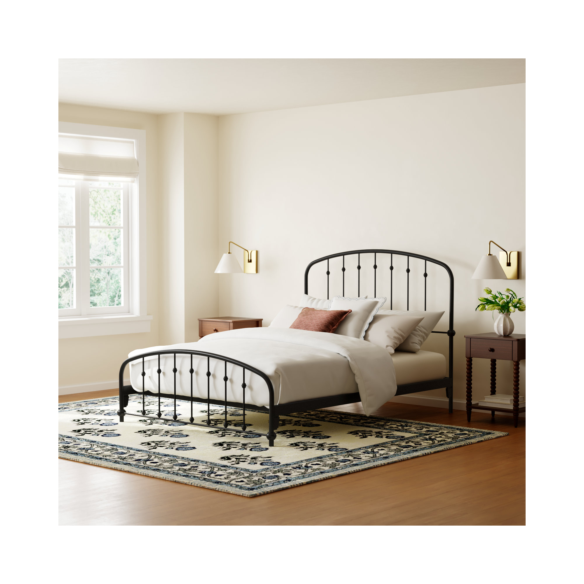 Wadsworth Metal Bed, Black, Queen