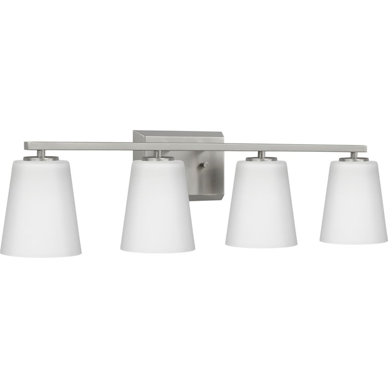 Éclairage de salle de bain à intensité variable à 4 lumières Rozena, Nickel brossé, Blanc