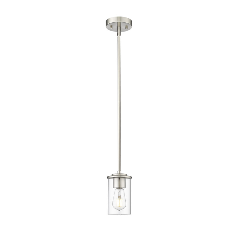 Luminaire suspendu cylindrique 1 lumière Sunnah, Nickel brossé