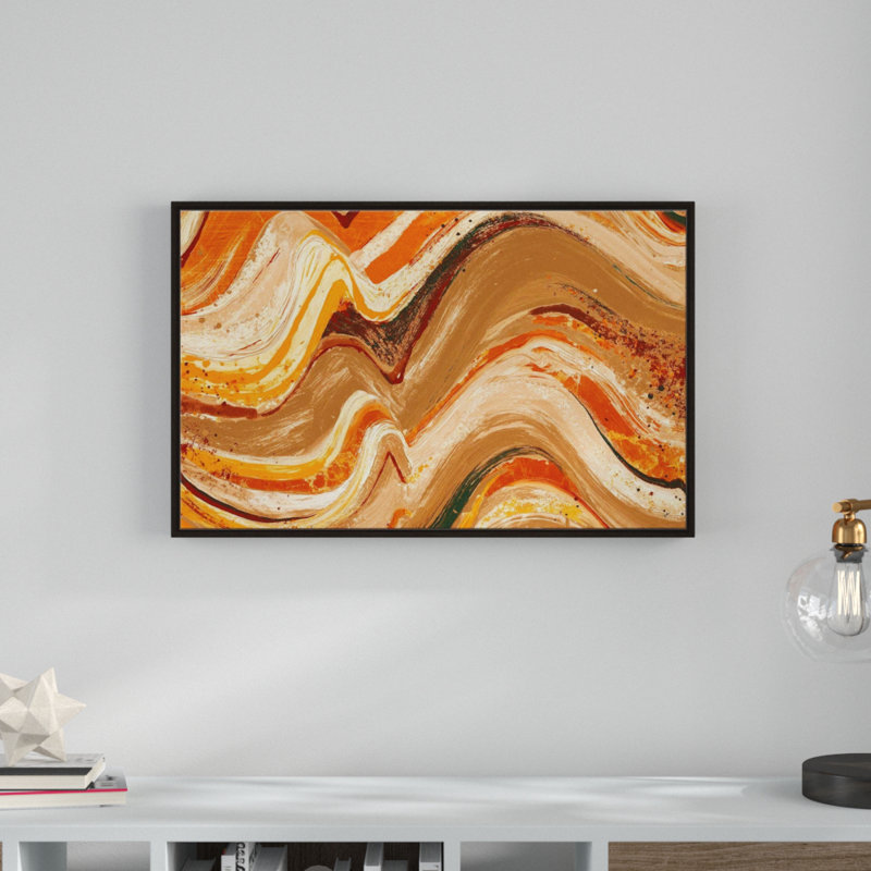 « new concept orange abstract », reproduction de peinture à l’acrylique sur toile encadrée, H 21,5 po x l 33,5 po x P 2 po