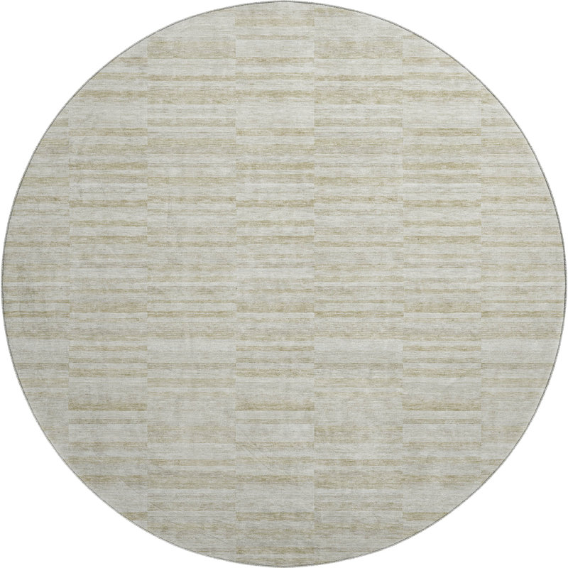 Premium Machine Washable Prisco Taupe Rug, Round 8'