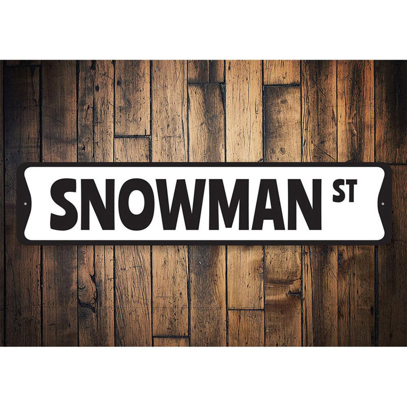 Enseigne de bonhomme de neige en aluminium, H 6 po x l 24 po x P 0,06 po