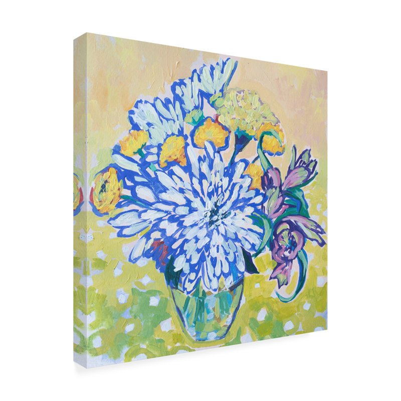 " Bouquet On The Polka Dot Table " by Victoria Macmillan, 14" H x 14" W x 2" D