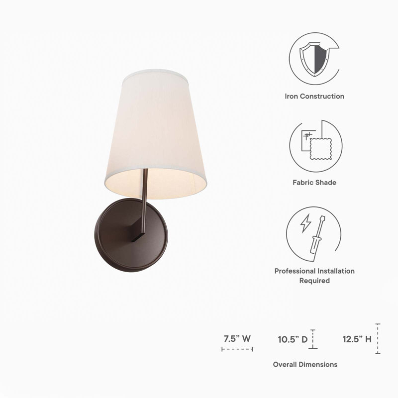 Surround Bronze 11" Wall Sconce with Fabric Cone Shade