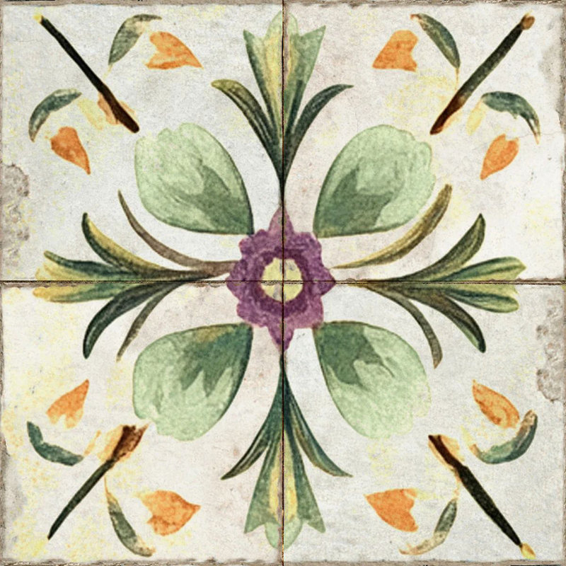 7" x 7" Floral Vinyl Peel and Stick Mosaic Tile