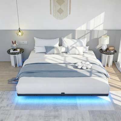 LED Floating Bed Frame No Box Spring Needed