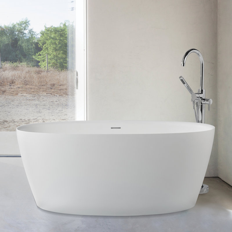 MTI Elena 58" Freestanding Soaking Bathtub, Matte White