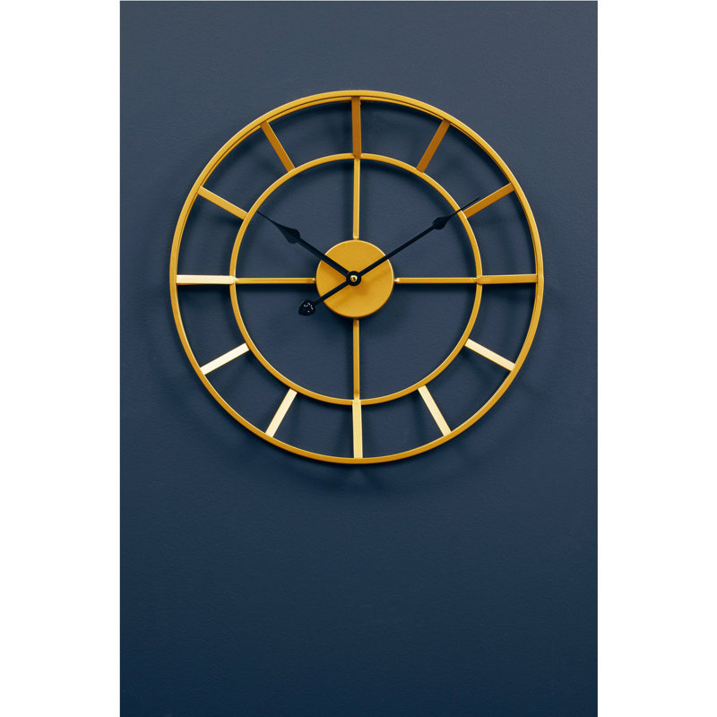 Nekoma Metal Wall Clock, Gold/Black, 40cm H x 40cm W x 5cm D 