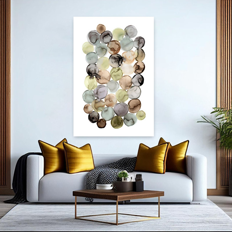 Art mural rétro contemporain, abstrait et cercles rétro, 60" H x 40" W