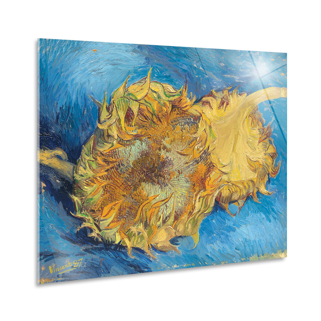 Glasbild Zwei geschnittene Sonnenblumen von Vincent Van Gogh