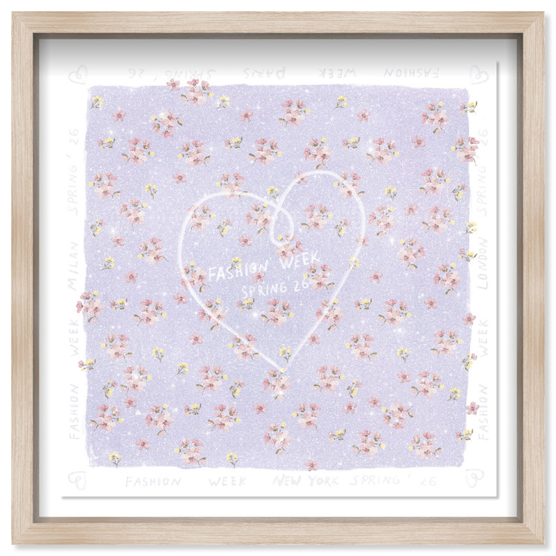 Lilac Spring Fashion Print by Oliver Gal, 17.5"H x 17.5"W, Natural Oak Shadowbox