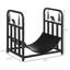 Support à bois de chauffage avec outils de foyer, support de bois de chauffage intérieur et extérieur, fond incurvé pour foyer, poêle à bois, foyer ou foyer, noir