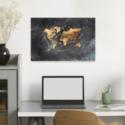 Art mural rétro carte du monde contemporaine