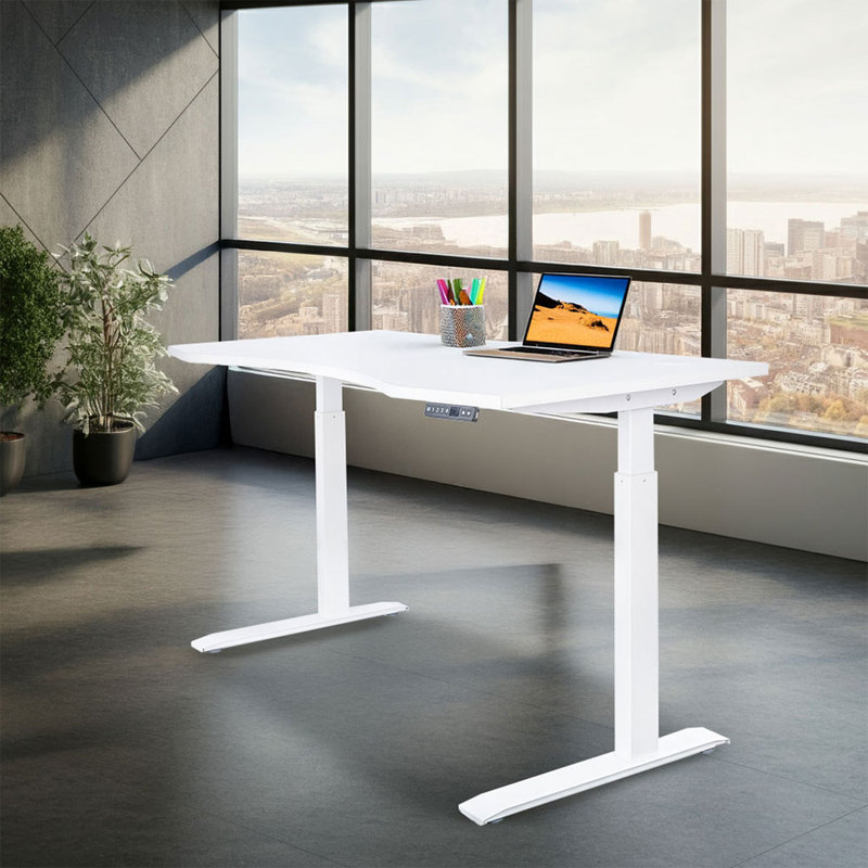 Kaylan PRO Series Ergonomic Curve 30” x 60” Electric Sit-Stand Desk with Dual Motors, Snow White
