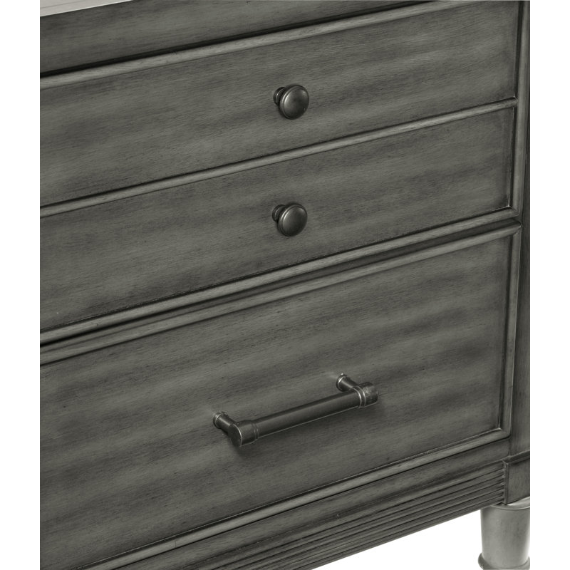 Table de chevet transitionnelle grise avec tiroirs, mobilier de chambre polyvalent | Idée de cadeau