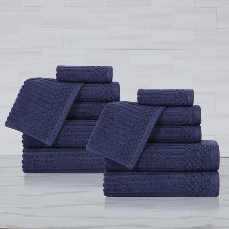 Ensemble de serviettes 12 pièces 100% coton Ruvins, Marine