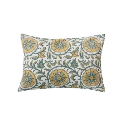 Verdant Charm Linen Lumbar Pillow