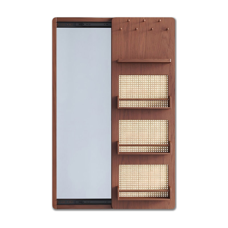 Miroir pleine grandeur rectangulaire en bois massif, 59,06 po x 37,01 po