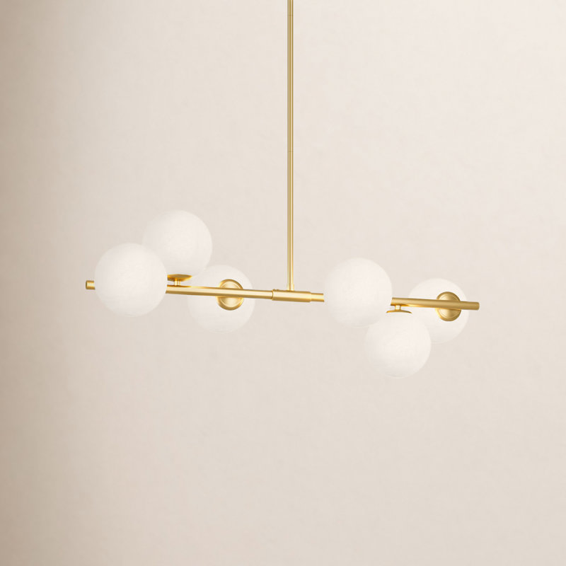 Lio Wrought Iron 6-Light Chandelier, Brushed Brass