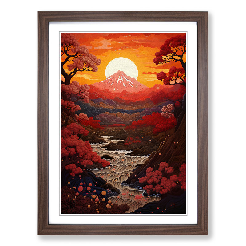 Japanese Sunset Orphism No.2 - Framed Print, Walnut Framed, 34cm H x 25cm W x 2cm D