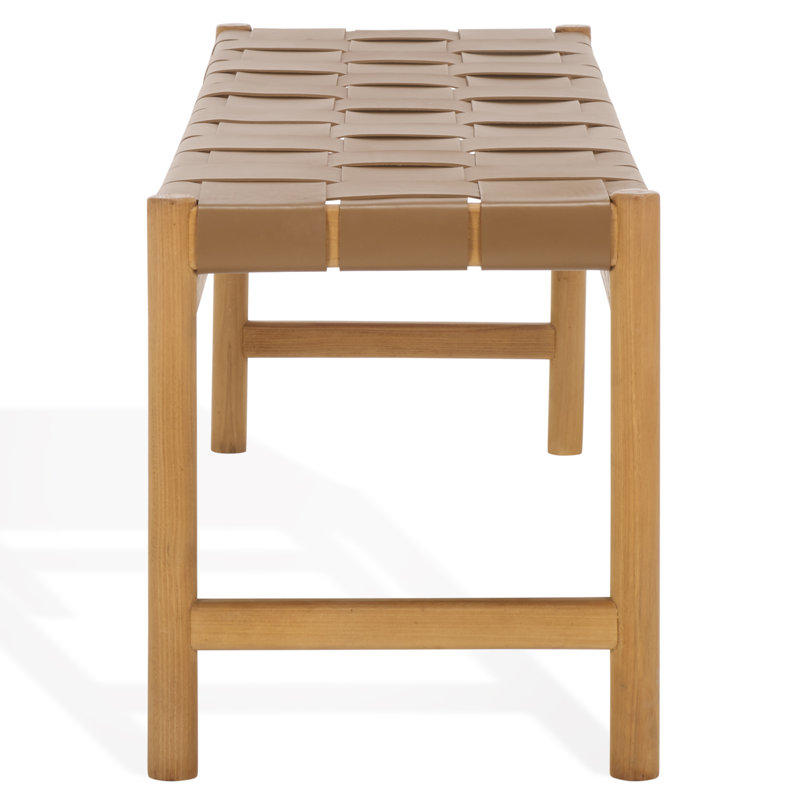 Devnie Woven Leather Bench, Brown, Natural