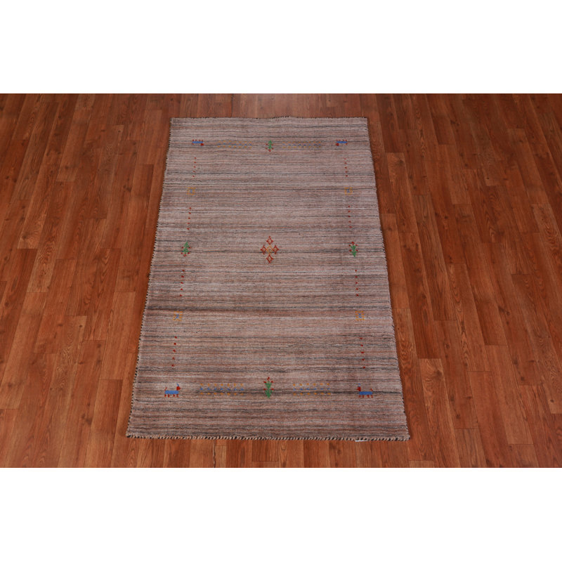 Tapis brun brun tribal Gabbeh 3 x 5