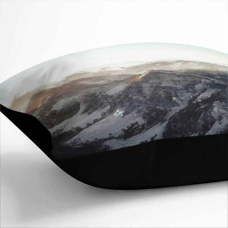 Mountain Range Cushion with Filling, 55cm H x 55cm W x 20cm D, Black