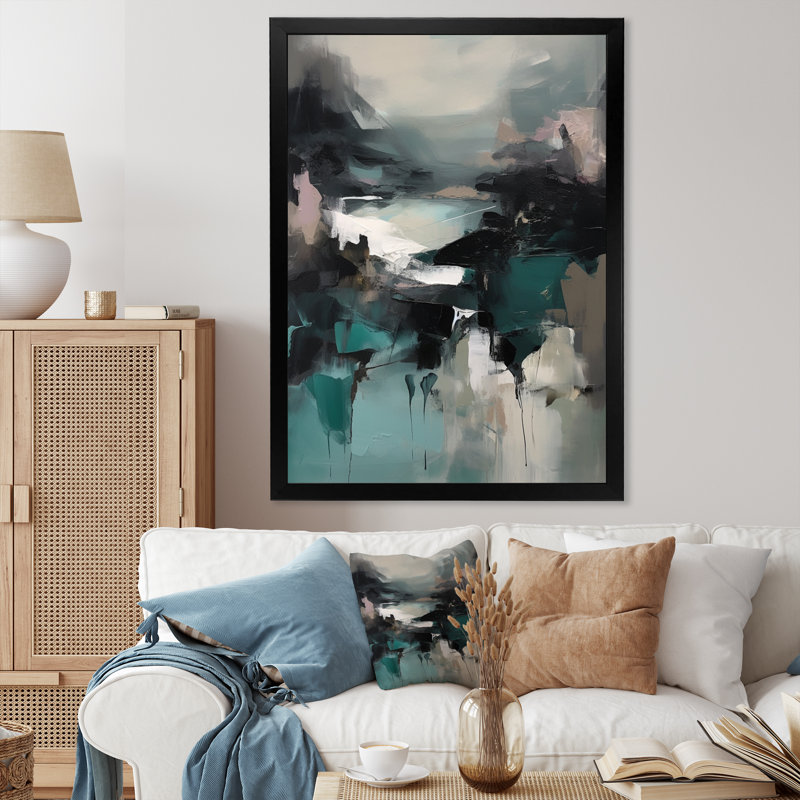 Halethorpe abstrait délicat coup de pinceau II - reproduction sur toile, Cadre photo noir, H 20 po x l 12 po x P 1 po