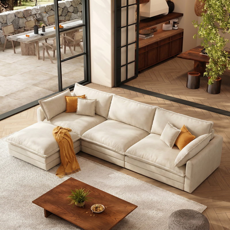Canapé modulaire en L 113,77 po Comfy, Beige
